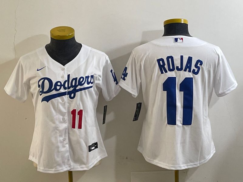 Youth Los Angeles Dodgers #11 Rojas White Game 2024 Nike MLB Jersey style 3